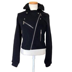 MM6 Maison Martin Margiela Black Wool/Blend Moto Jacket, 40